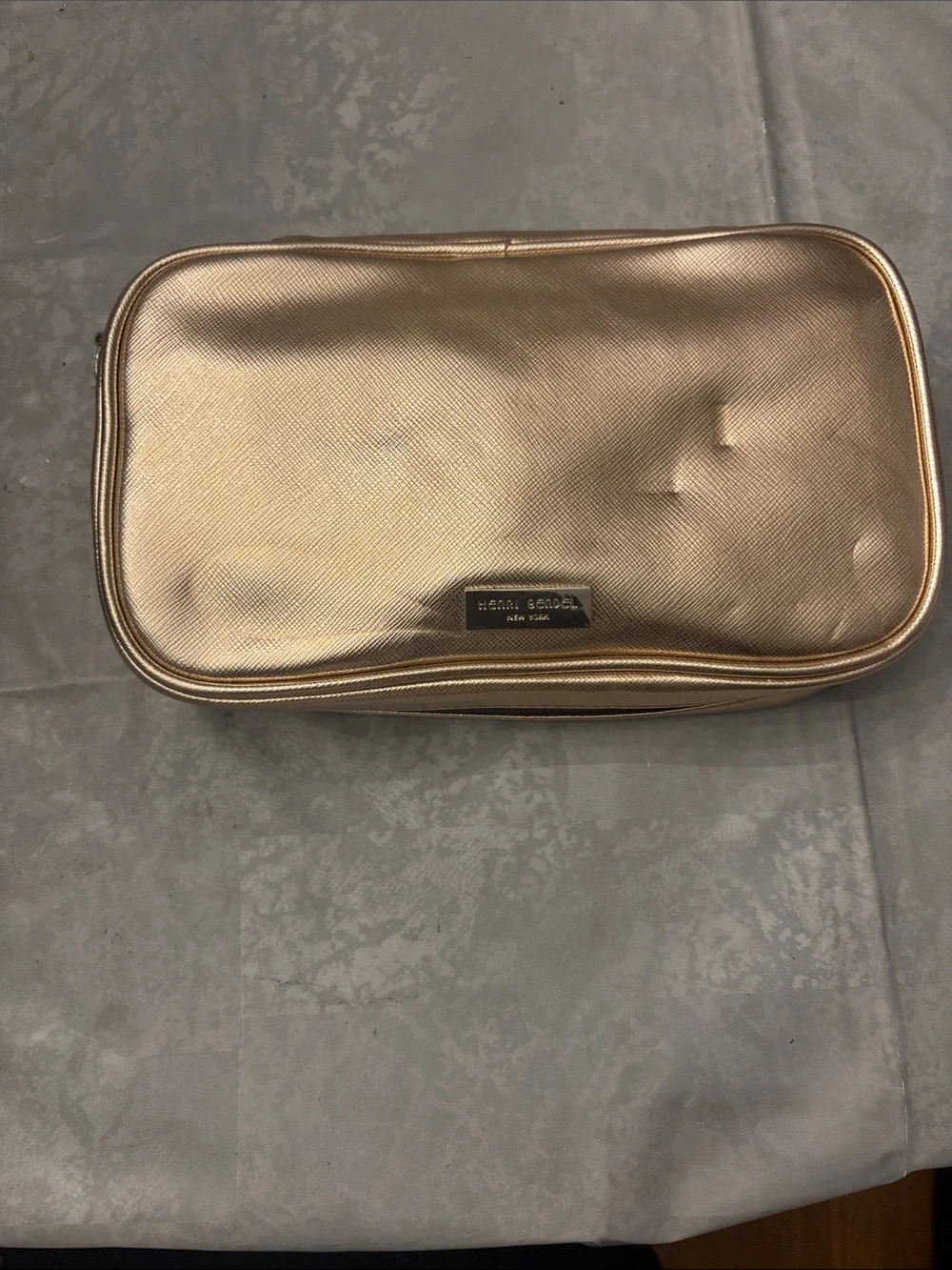 Henri Bendel Metallic Rose Gold Cosmetic Pouch